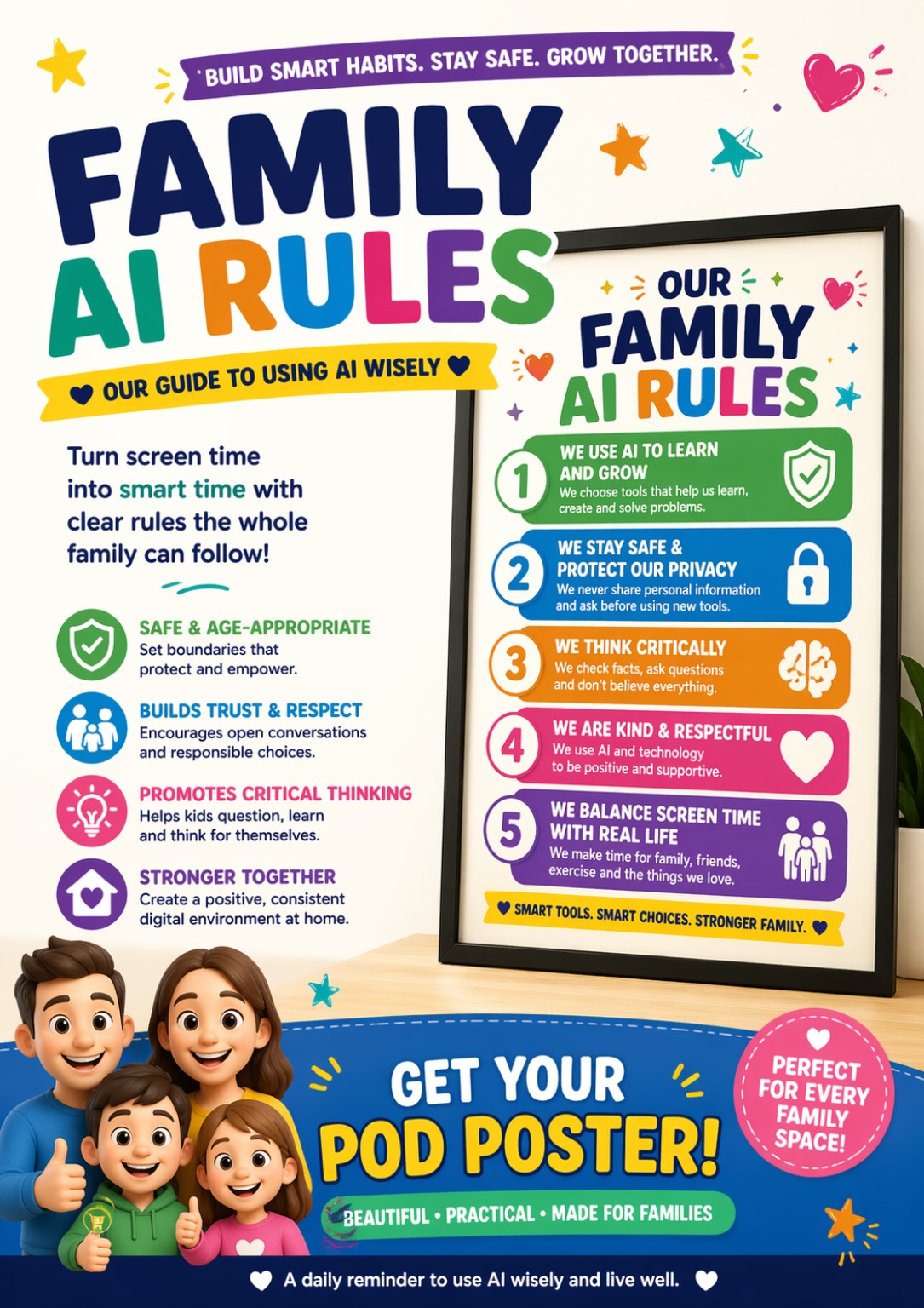 Family AI Rules poster from WiseUpKids